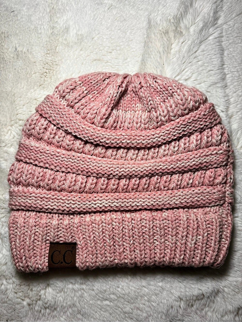 C.C Thick Cable Knit Beanie Pink